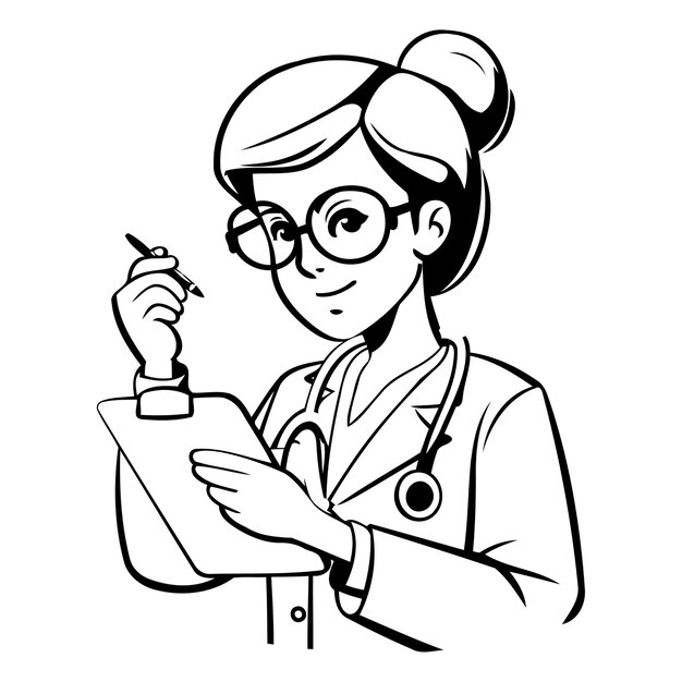 Plik wektorowy lekarz z stetoskopem piszący na schowku ilustracja wektorowa