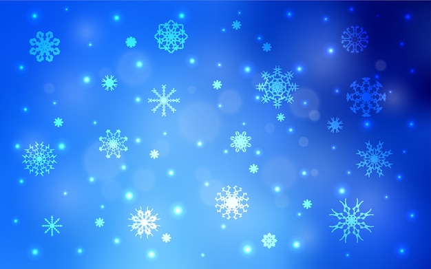 Lekki NIEBIESKI wektorowy tło z xmas płatkami śniegu