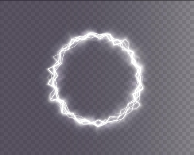 Plik wektorowy lekki okrąg biała błyskawica png. efekt świetlny pierścienia ognia. świetlista oprawa.