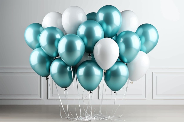 Plik wektorowy lekkie świąteczne tło z jasnymi niebieskimi i białymi balonami lecącymi na imprezę urodzinową nowy rok