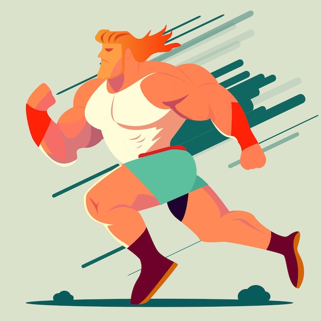 Lekkoatletyka mężczyzna biega płaską ilustrację
