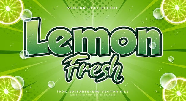 Lemon fresh 3d edytowalny efekt tekstowy szablon odpowiedni dla tematu splash