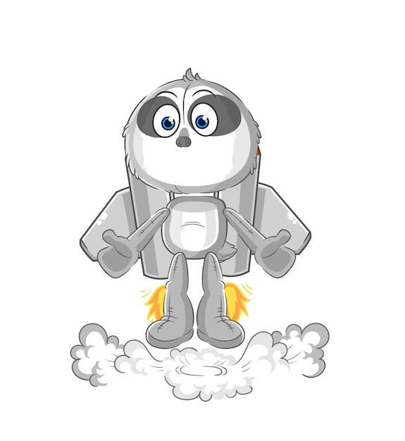Leniwiec z wektorem kreskówka maskotka jetpack