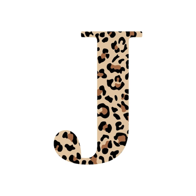 Leopard Letter J Luxury Monogram Wild Animal Print Inicjał