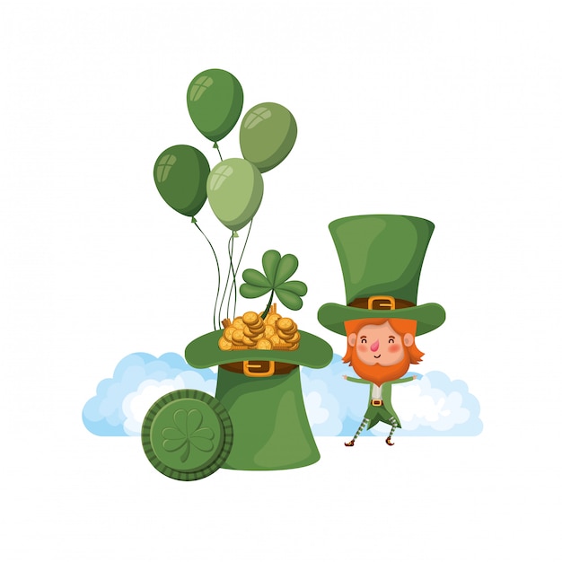 Leprechaun Stojący Z Monety Avatar Charakter