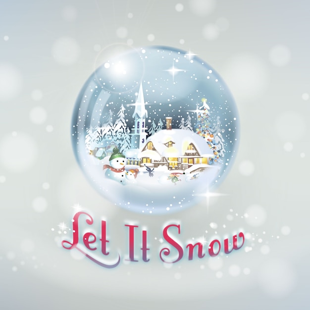 Plik wektorowy let it snow festive season snow globe