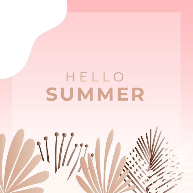 Letni Baner Społecznościowy Z Kwiatami I Tropikalnym Letnim Liściem. Szablon Postu Na Instagramie Z Motywem Letnim