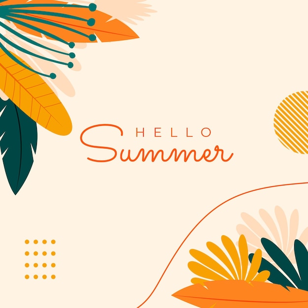 Letni Baner Społecznościowy Z Kwiatami I Tropikalnym Letnim Liściem. Szablon Postu Na Instagramie Z Motywem Letnim