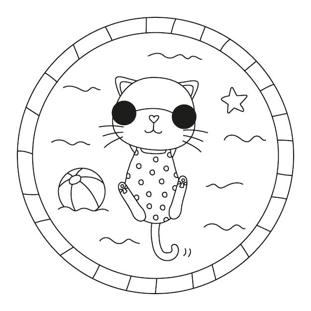 Letni Kot W Basenie Ilustracji Wektorowych