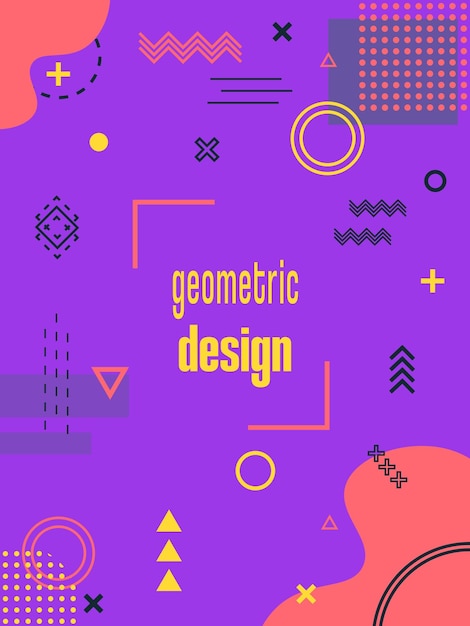 Letni rysunek wektorowy z jasnym tłem kształtów i elementów geometrycznych w stylu Memphis