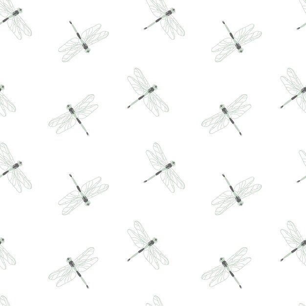 Letni wzór ważek owadów Ręcznie rysowana ilustracja Powtórz tło dla tapety