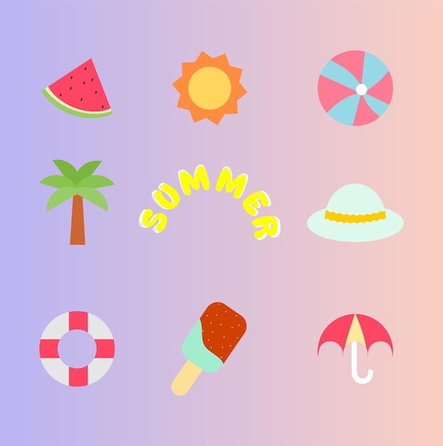 Letni zestaw ikon Clip Art