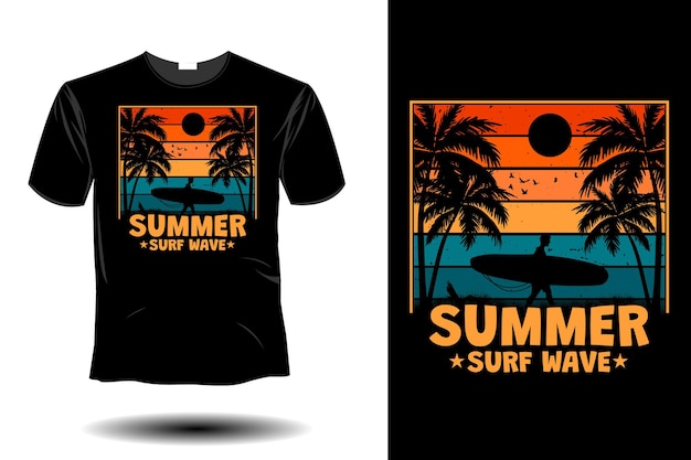 Letnia Fala Surfingowa Makieta Retro Vintage Design