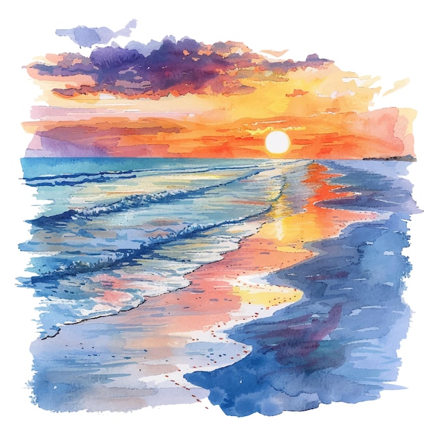 letnia ilustracja wektorowa w stylu akwarelu