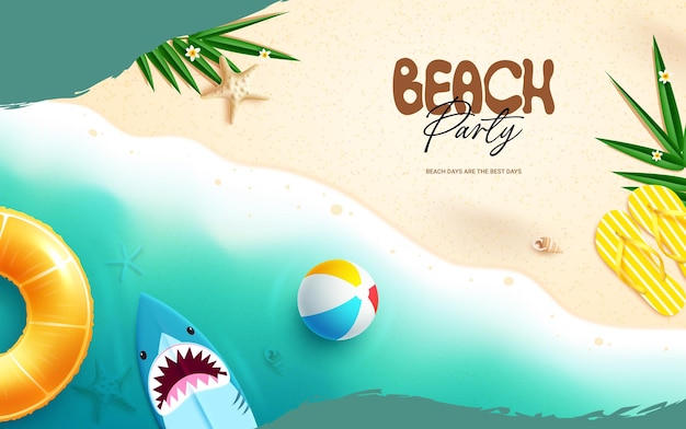 Plik wektorowy letnia impreza plażowa wektorowy baner letni czas pozdrowienia na plaży morskiej tło dla tropikalnych