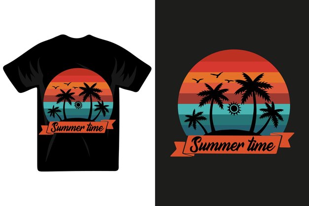 Letnia koszulka w stylu retro vintage i koszulka z desek surfingowych na plaży kokosowej z szatą graficzną.