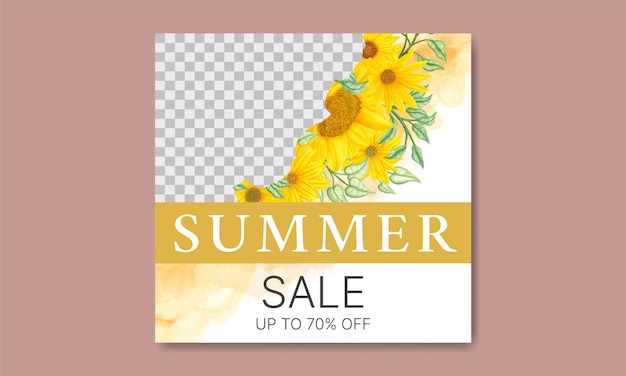Plik wektorowy letnia wyprzedaż banner z akwarela słonecznika