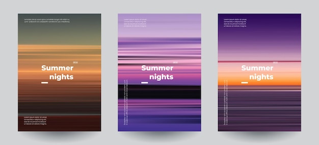 Plik wektorowy letnie plany nocne tła ustawione kreatywne gradienty w letnich kolorach