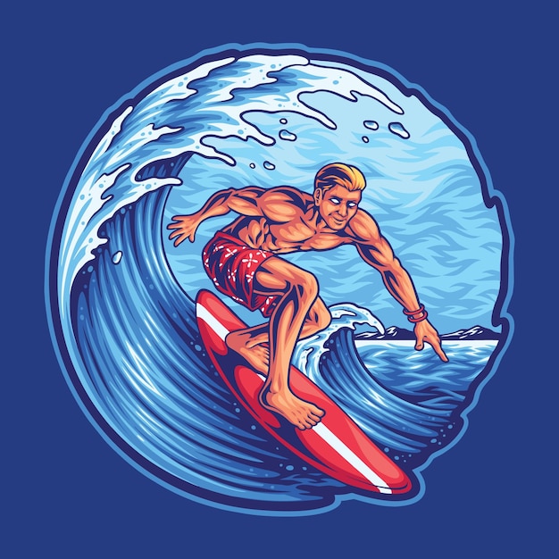 Letnie surfing na plaży ilustracja