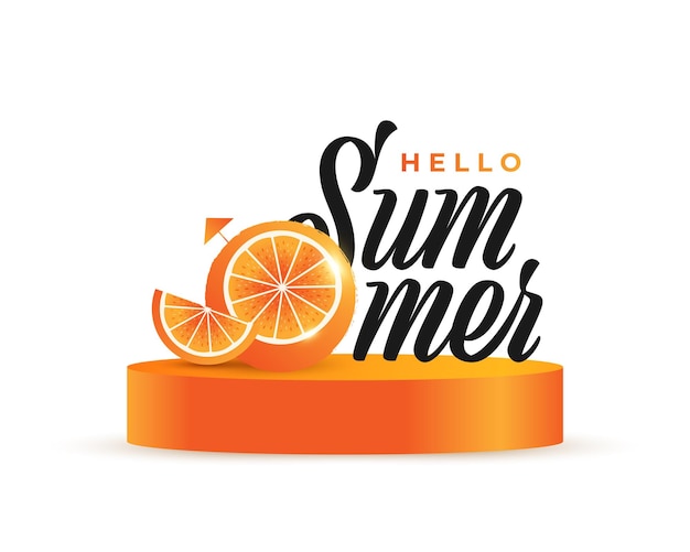 Letnie świąteczne Tło Z Realistycznymi Pomarańczami Na 3d Podium Tło Czas Letni Dla Projektu Banera Lub Plakatu Witam Summer Design
