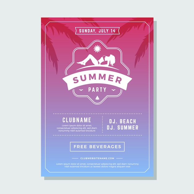 Letnie Wakacje Na Plaży Party Ulotki Typografia Klub Nocny Impreza Projekt Etykiety Ilustracja Wektorowa Dobre Dla Plakatów Lub Ulotek