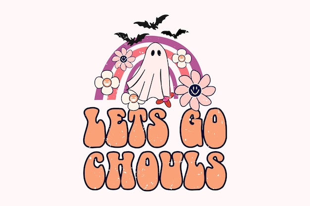 LETS GO HALLOWEEN T-SHIRT Z BOO I KWIATKIEM