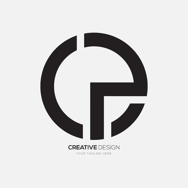 Plik wektorowy lette cp lub pc zaokrąglony kształt kreatywny monogram abstrakcyjny logo