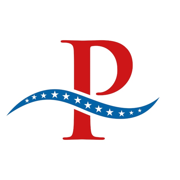 Plik wektorowy letter p america logo usa flag patriotic american business logo design on letter p template