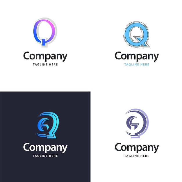 Plik wektorowy letter q big logo pack design kreatywny nowoczesny projekt logo dla twojej firmy