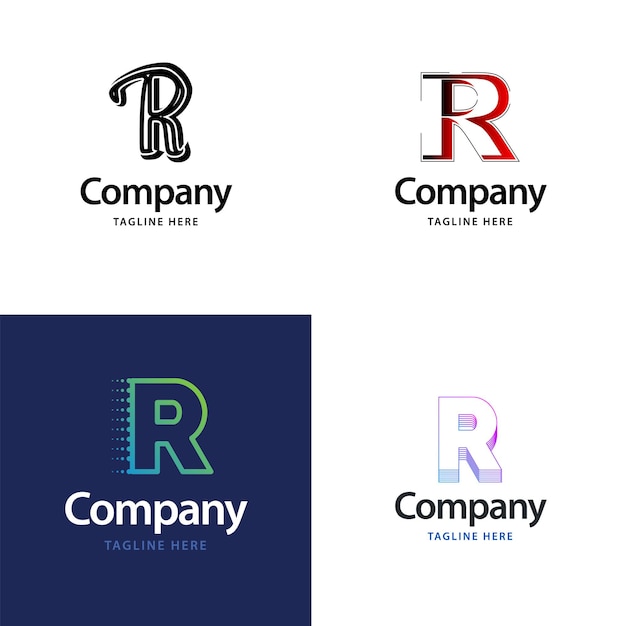 Plik wektorowy letter r big logo pack design kreatywny nowoczesny projekt logo dla twojej firmy