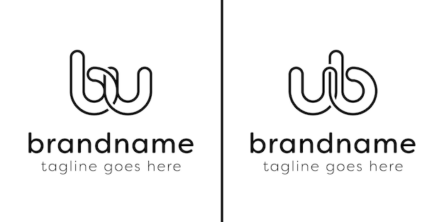 Letters BU and UB Monogram Line Logo suitable for any business with UB or BU initials