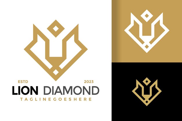 Plik wektorowy lew diament biżuteria ogo projekt wektor symbol ikona ilustracja