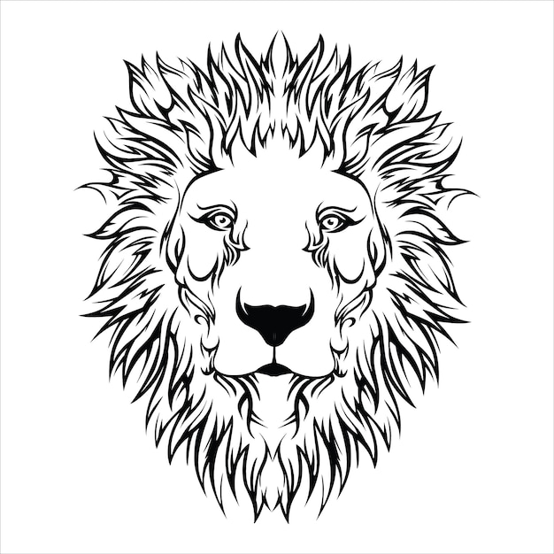 Lew Król Zwierzę Tribal Tatuaż Czarno-biały Wzór