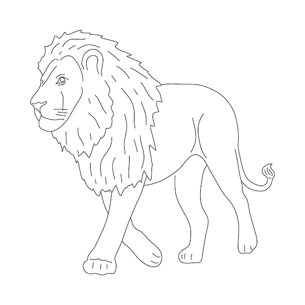 Lew w stylu rysunku linii ilustracji wektorowych