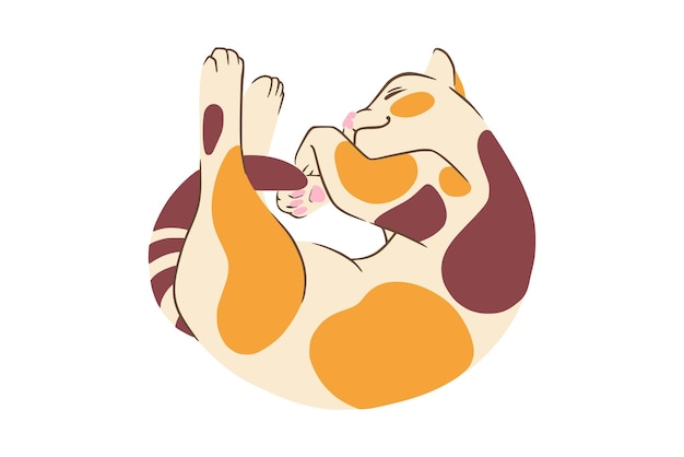 Leżącego Kota Perkalu W Stylu Doodle Kolorowe Figlarny Kot Ilustracji Wektorowych