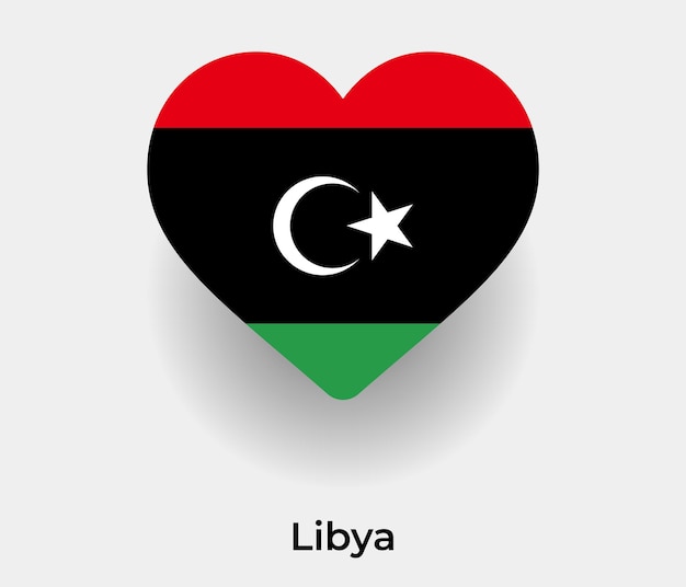 Libia flaga kształt serca ikona ilustracja wektorowa