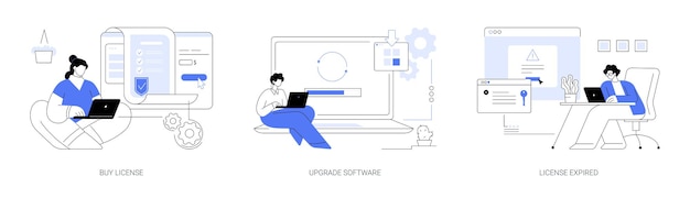 Licencja na oprogramowanie abstrakcyjne ilustracje wektorowe koncepcji