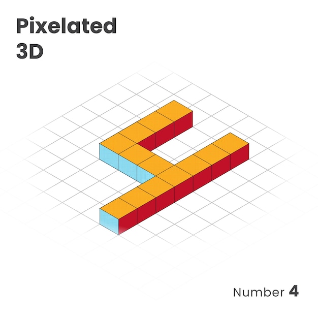 Liczba 4 3d Z Pikselami