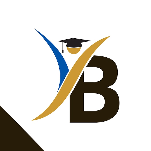 Liczba B z edukacją Logo Projekt Wektorowy szablon Ikonka kapelusza