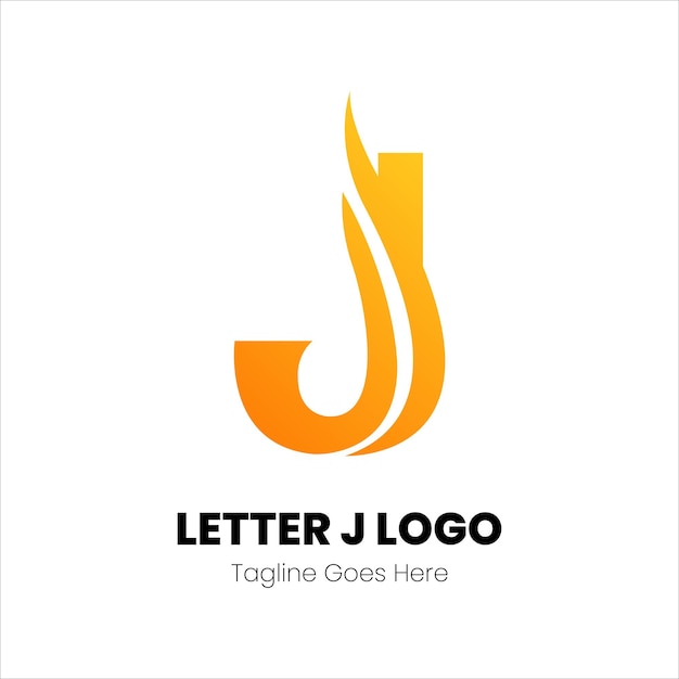 Liczba J Logo Ikona pomarańczowy gradient szablon projektu Element wektorowy