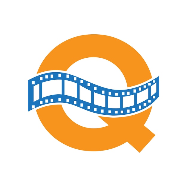 Plik wektorowy liczba q z filmem symbol rolki strip logo filmu dla znaku filmowego i koncepcji rozrywki
