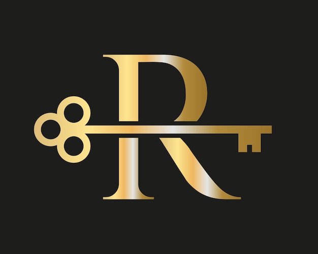 Liczba R Logo Nieruchomości Koncepcja Z Kluczem Do Zamka Domu Wektorowy Szablon Logo Luksusowego Domu Kluczowy Znak