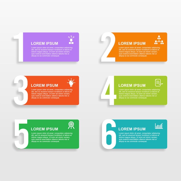 Liczby infografiki dla opcji biznesowych etapów procesów.