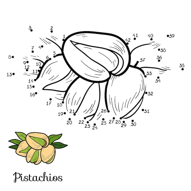 Plik wektorowy liczby od kropki do kropki gry owoce i warzywa pistacje