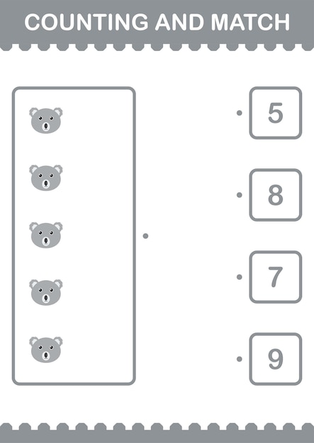 Liczenie I Dopasowywanie Twarzy Koala Arkusz Dla Dzieci