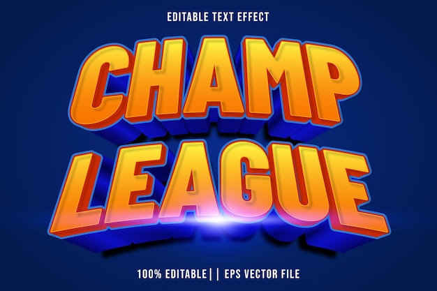 Plik wektorowy liga champ edytowalny efekt tekstowy 3d styl nowoczesny