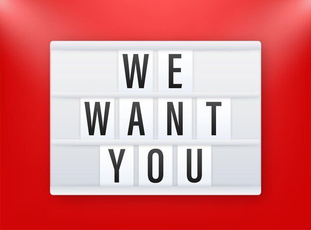 Lightbox z we want you Megafon baner Projektowanie stron internetowych Ilustracja wektorowa