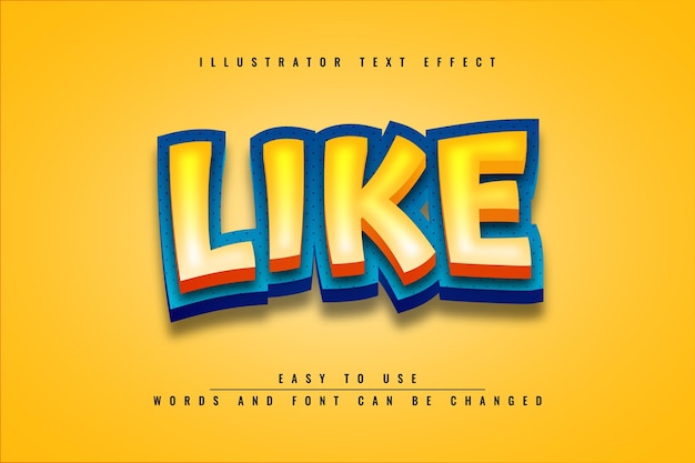 Like - Edytowalny Efekt Tekstowy 3d