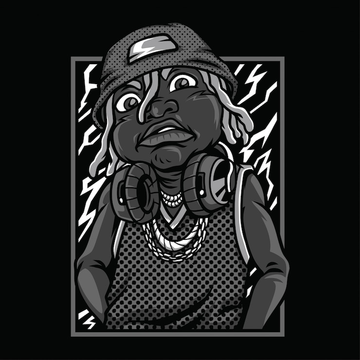 Wektor lil badass czarno-biały ilustracja