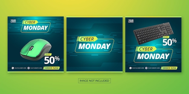 Lime Green Gradient Cyber Monday Reklamy W Mediach Społecznościowych